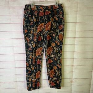 Soft Surroundings Floral Corduroy Pull On Pants Size Medium